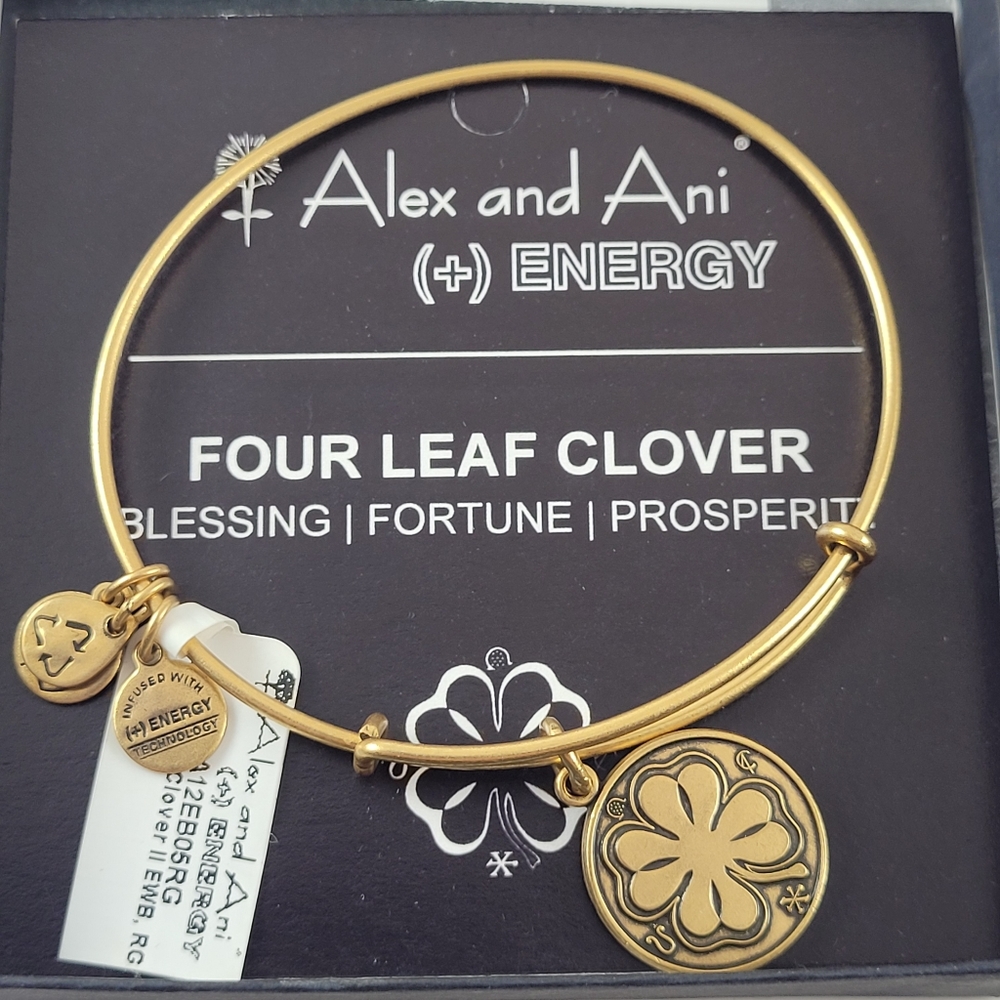 Alex and Ani Four Clover Charm Bangle Bracelet - Picture 1 of 5
